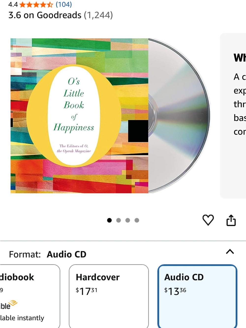O's Little Book of Happiness - Audio CD (Multicolor)